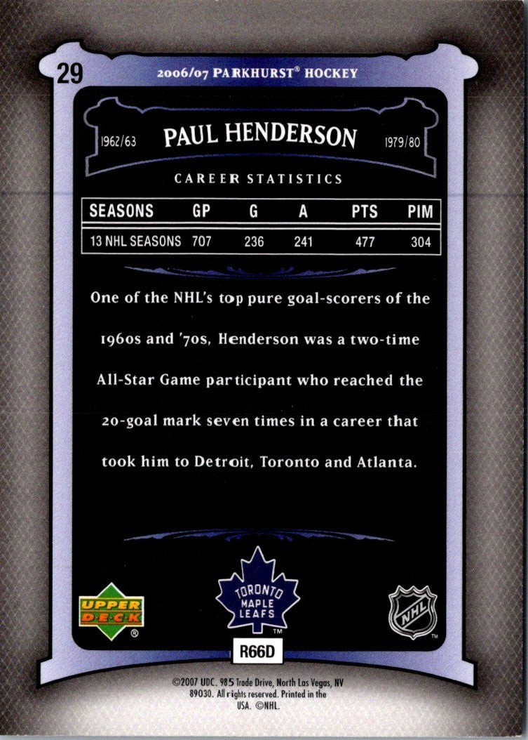 2006 Parkhurst Paul Henderson