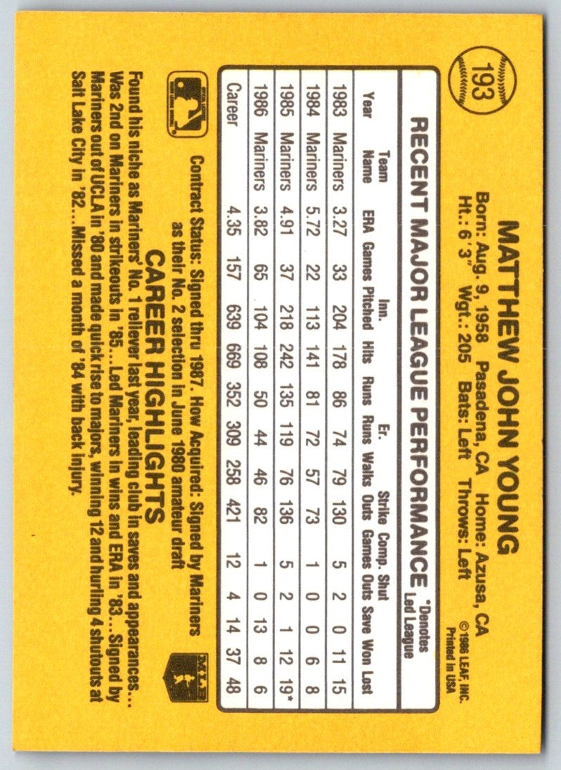 1986 Donruss Matt Young