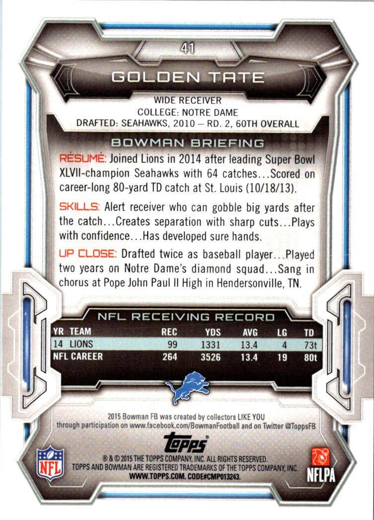 2015 Bowman Golden Tate