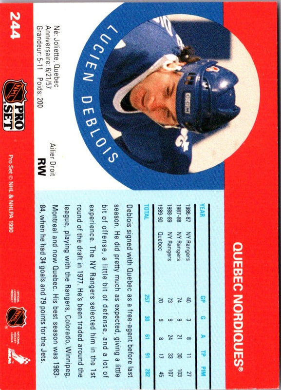 1990 Pro Set Lucien DeBlois #244