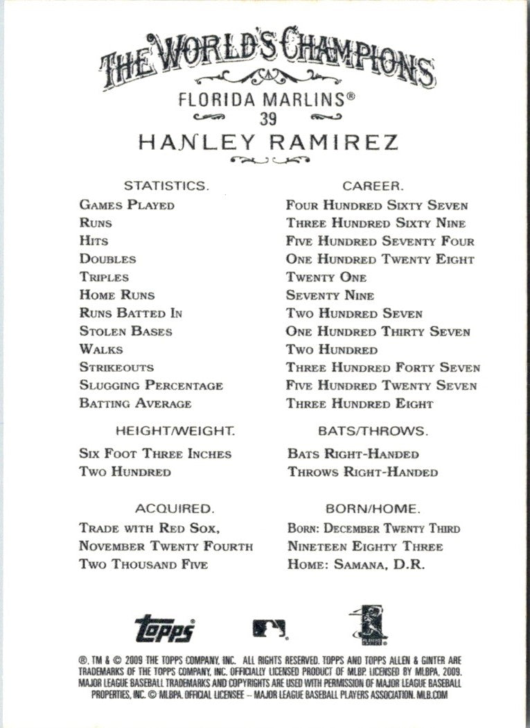 2009 Topps Allen Ginter Hanley Ramirez