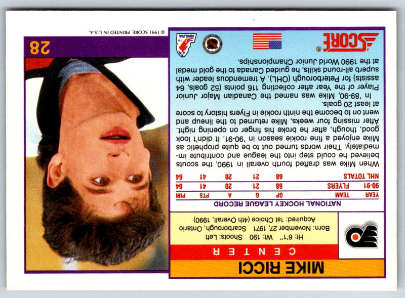 1991 Score American Mike Ricci