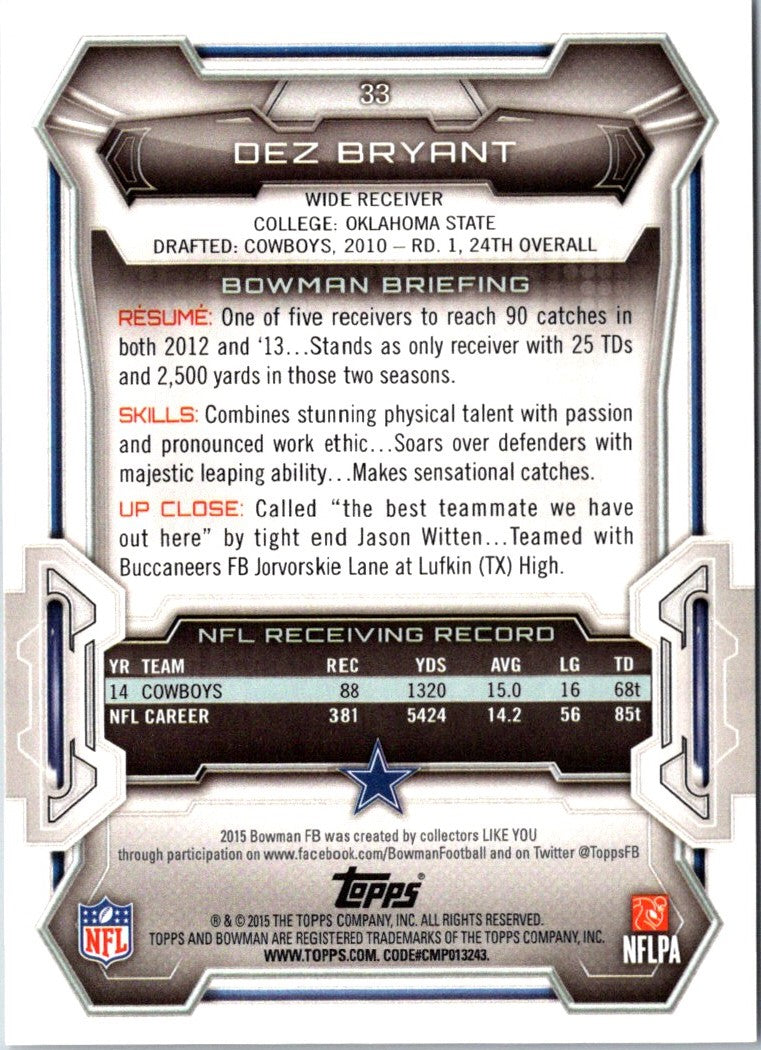 2015 Bowman Dez Bryant