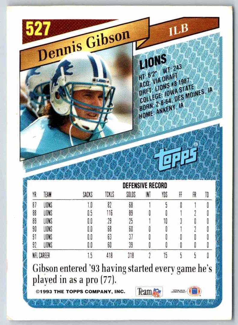 1993 Topps Dennis Gibson