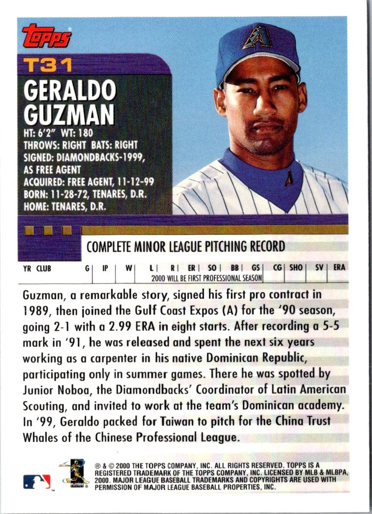 2000 Topps Traded & Rookies Geraldo Guzman