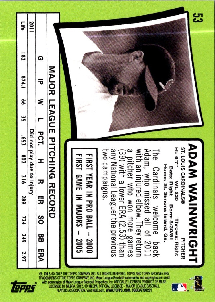 2012 Topps Archives Adam Wainwright