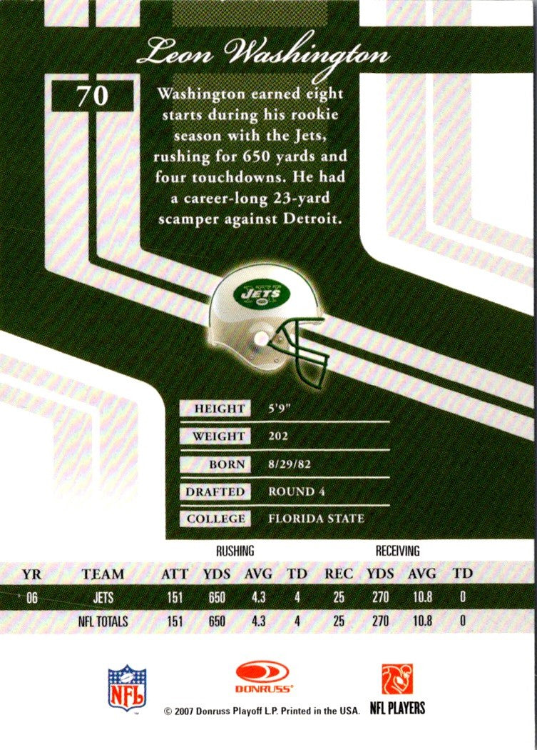 2007 Donruss Elite Leon Washington