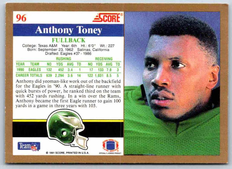 1991 Score Anthony Toney