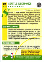 1993 Upper Deck Seattle Supersonics #374