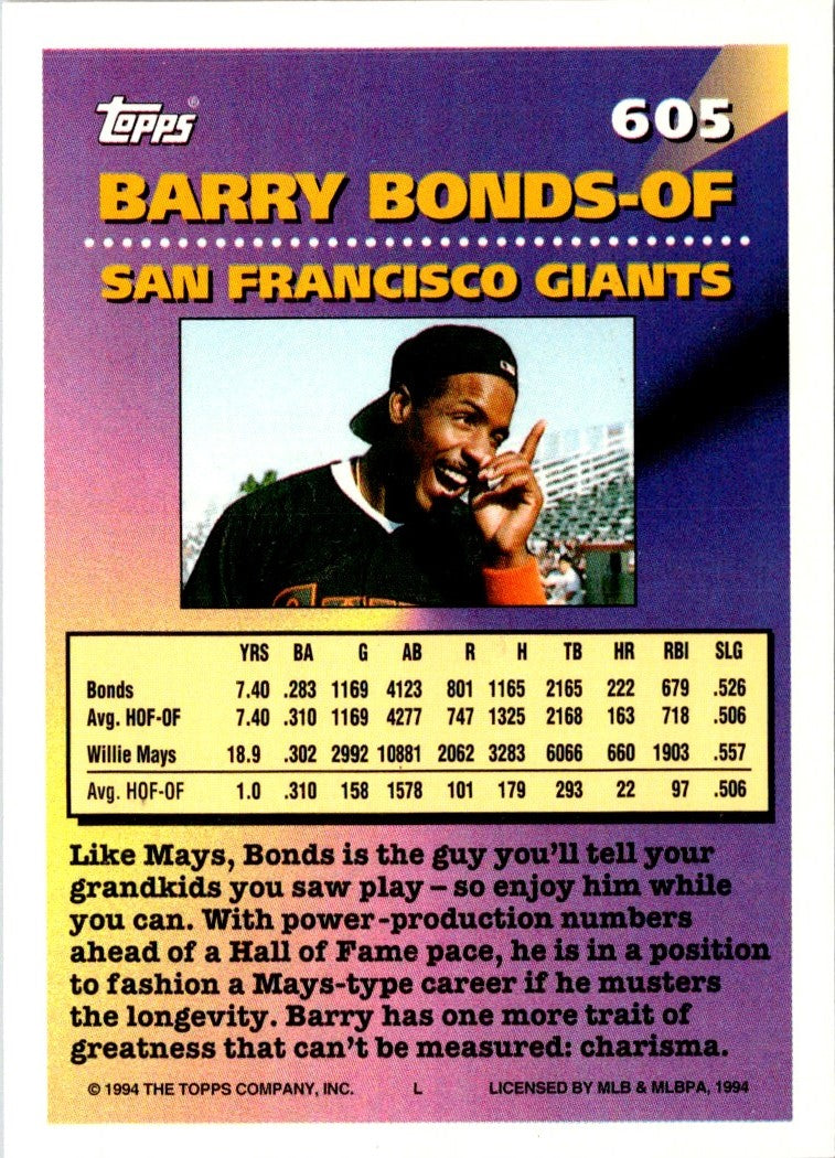 1994 Topps Barry Bonds