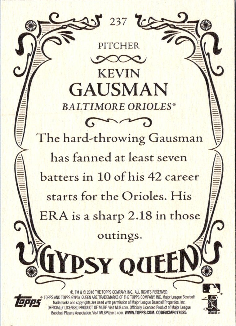 2016 Topps Gypsy Queen Kevin Gausman