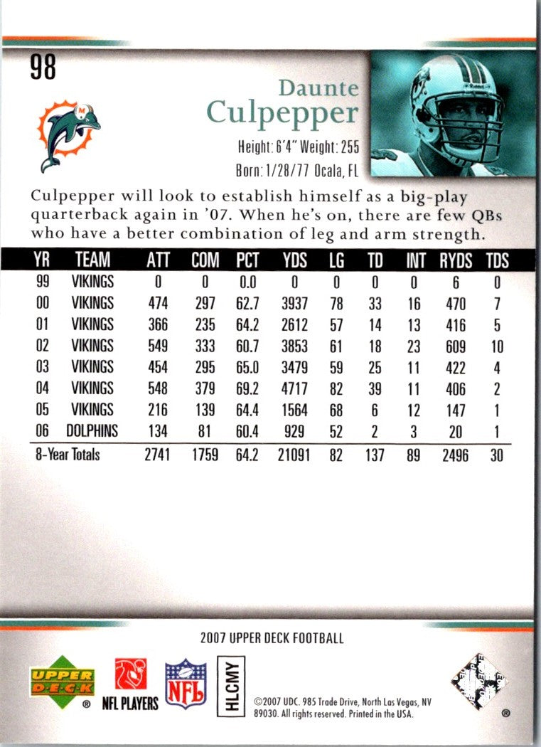 2007 Upper Deck Daunte Culpepper