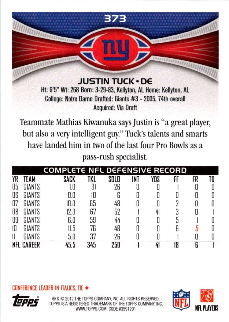 2012 Topps Justin Tuck