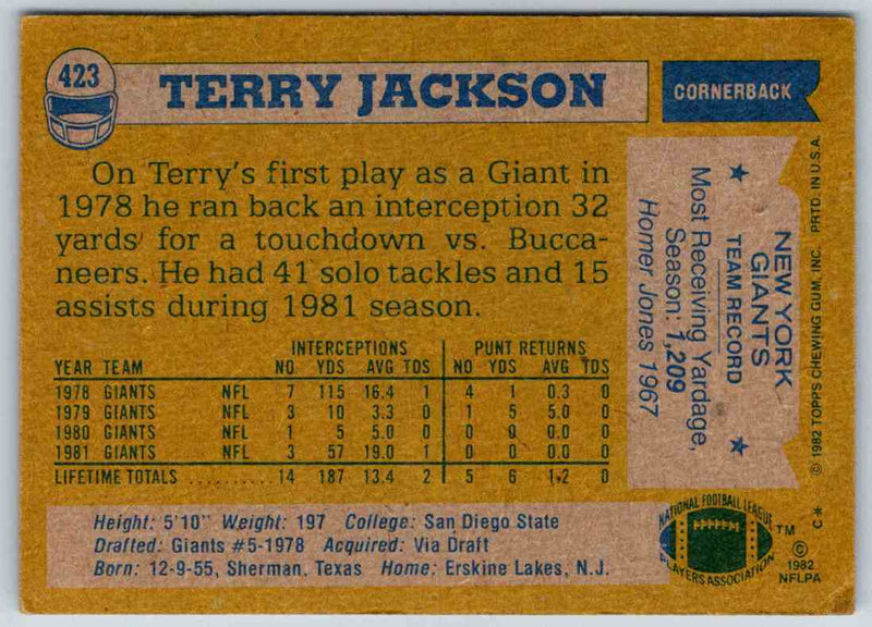 1982 Topps Terry Jackson