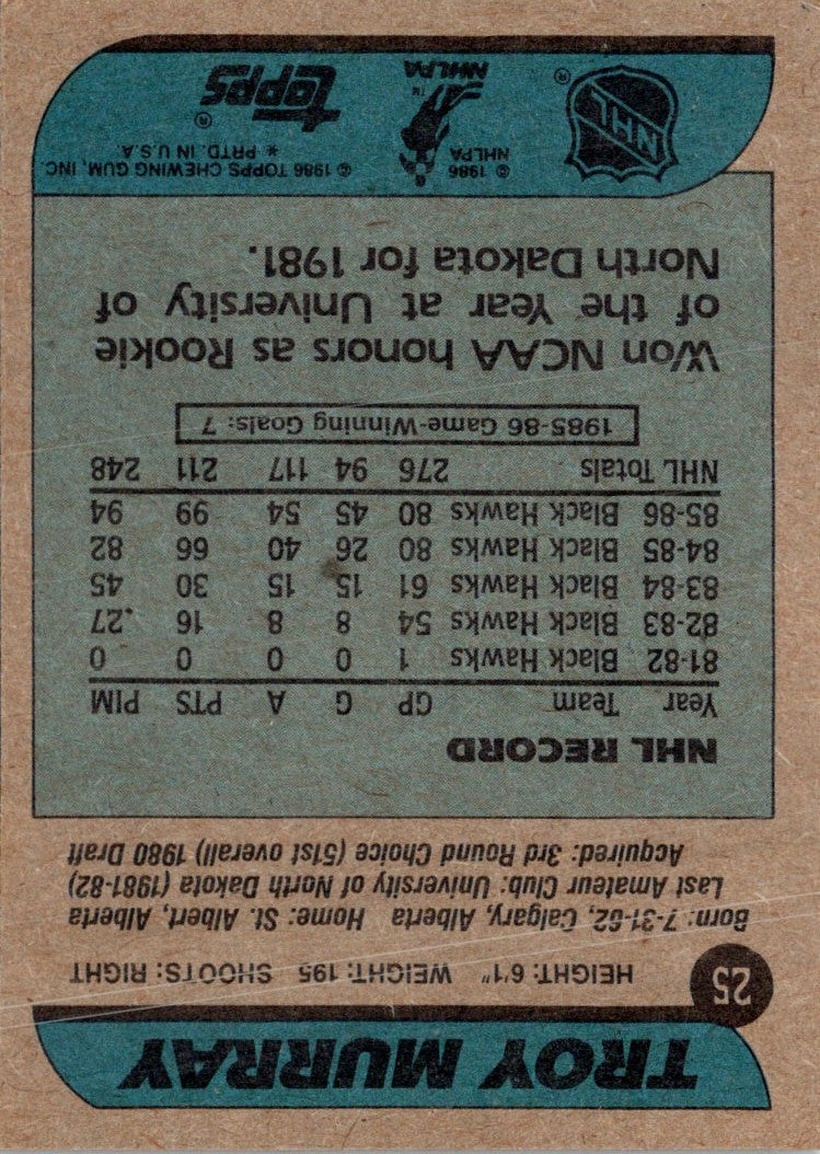 1986 Topps Troy Murray