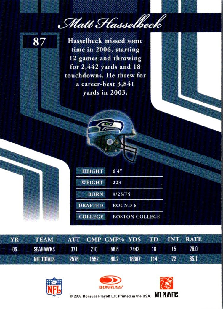 2007 Donruss Elite Matt Hasselbeck