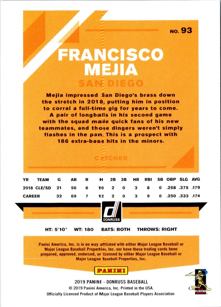 2019 Donruss Francisco Mejia