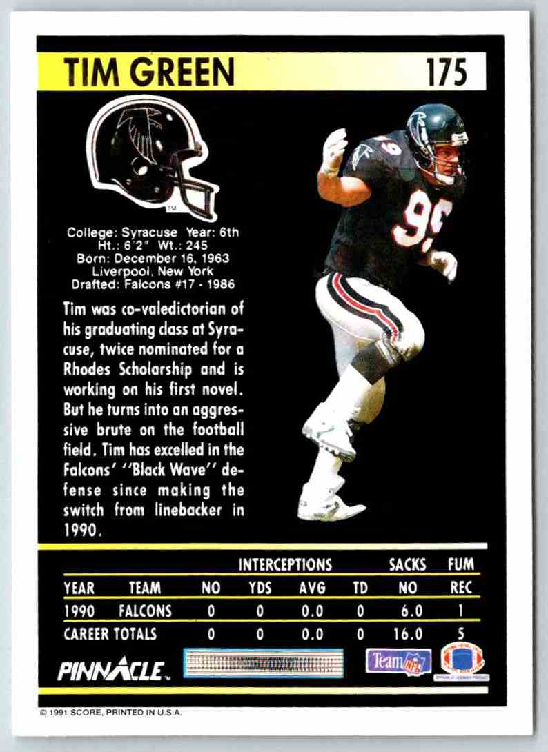 1991 Pinnacle Tim Green
