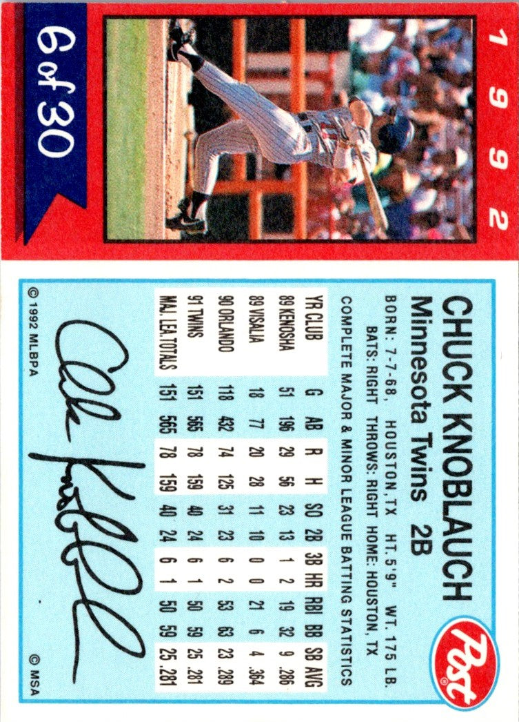 1992 Post Cereal Chuck Knoblauch