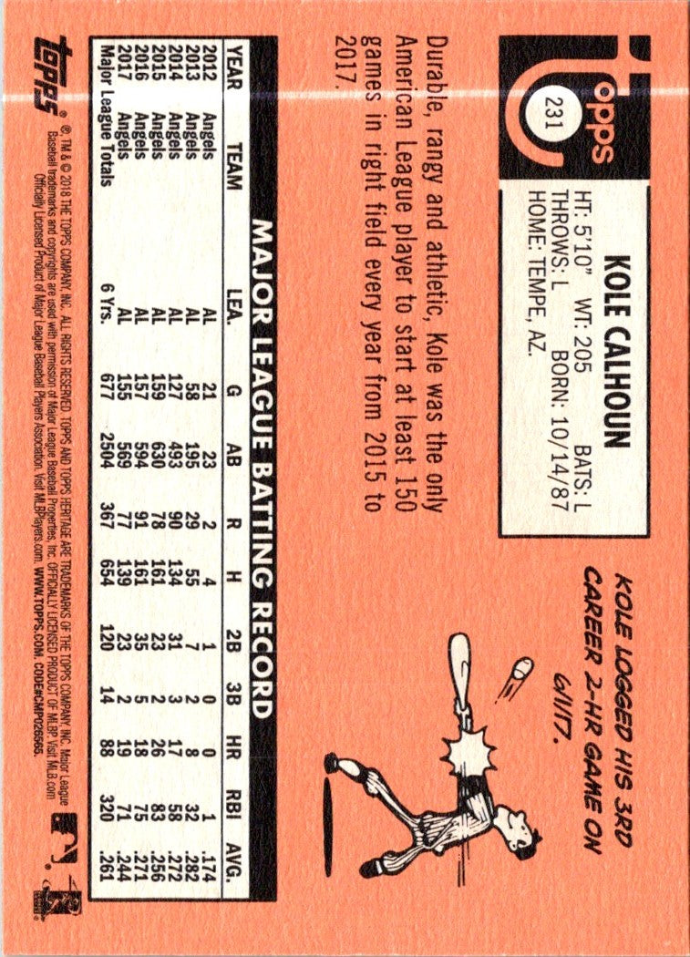 2018 Topps Heritage Kole Calhoun
