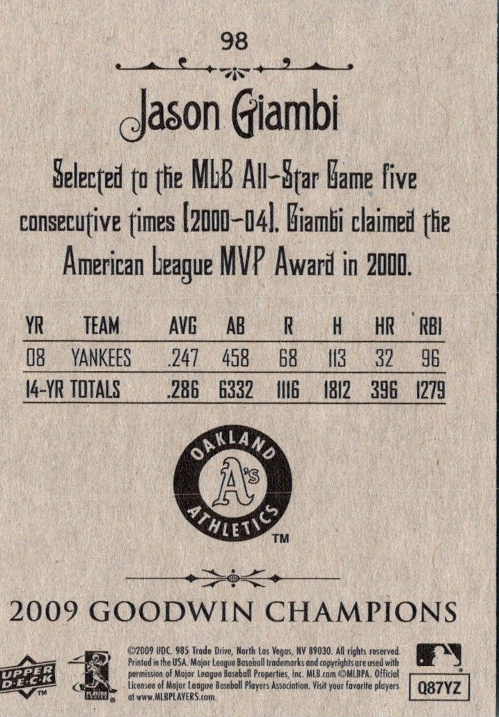 2009 Upper Deck Goodwin Champions Jason Giambi