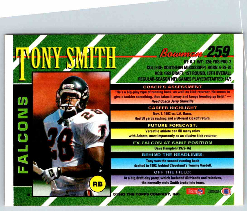 1993 Bowman Football Tony Smith