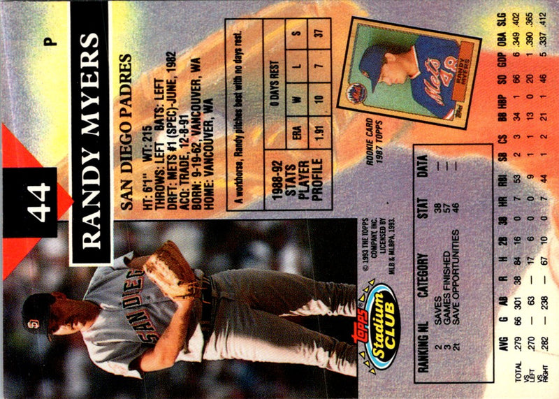 1993 Stadium Club Randy Myers