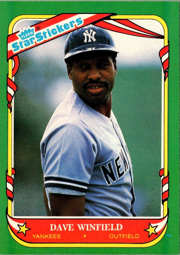 1987 Fleer Star Stickers Dave Winfield #126