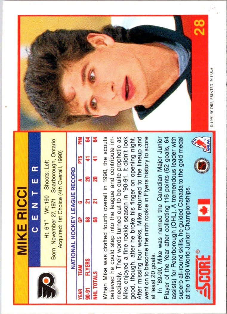 1991 Score Mike Ricci