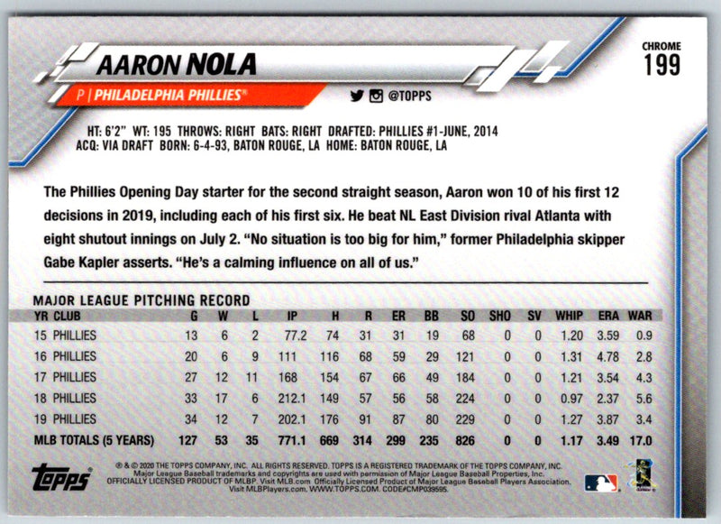 2020 Topps Chrome Aaron Nola