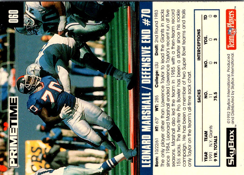 1992 Skybox Impact Leonard Marshall