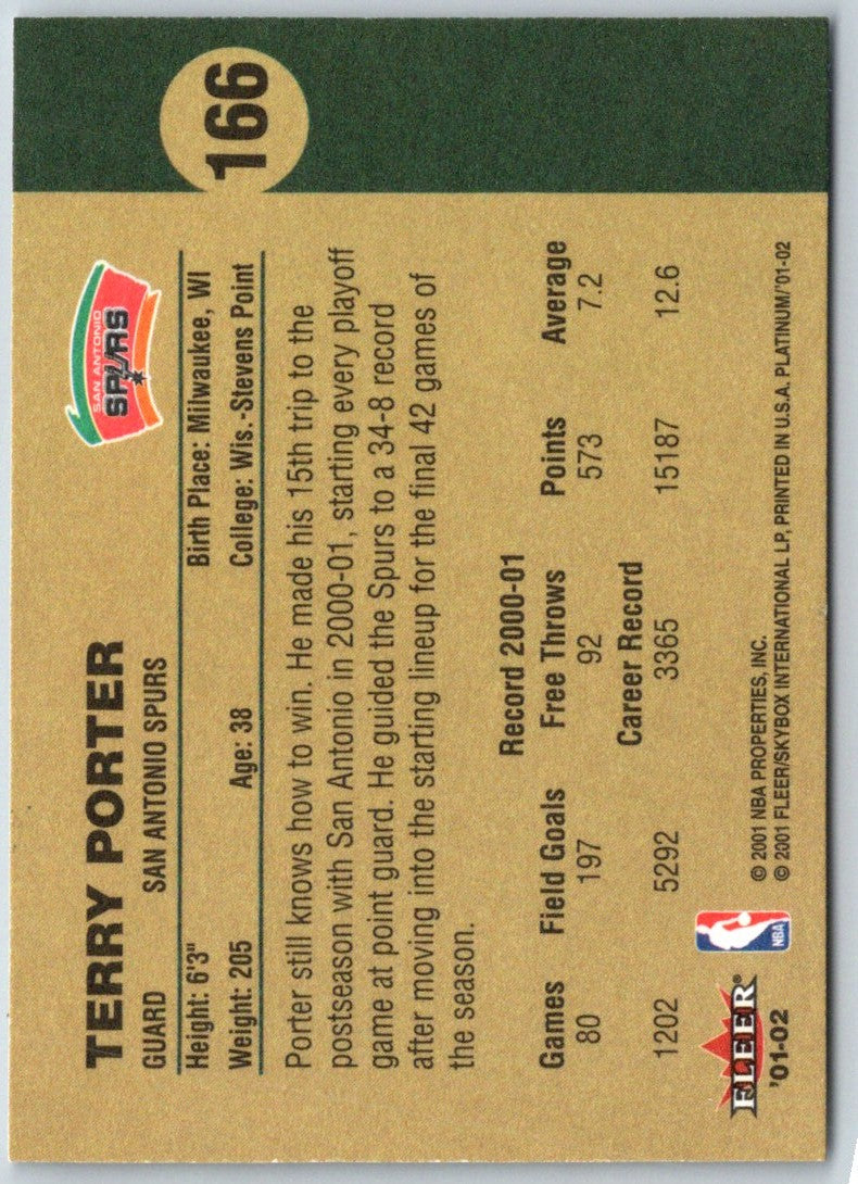 2001 Fleer Platinum Terry Porter