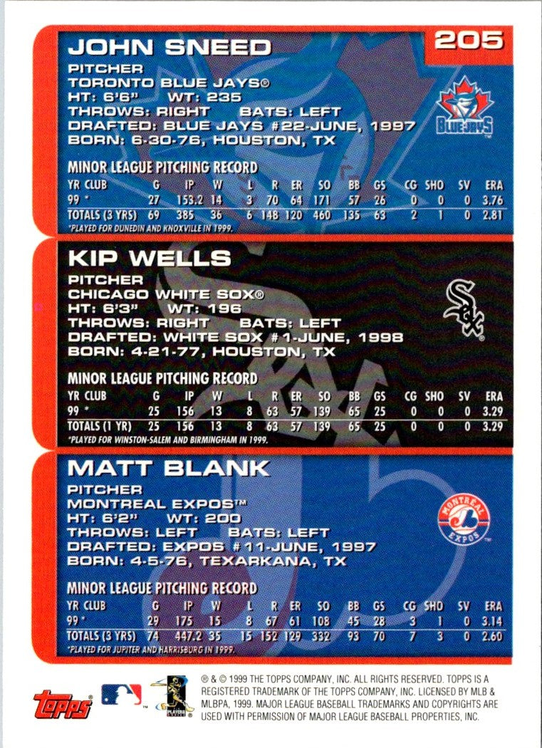 2000 Topps Matt Blank/Kip Wells/John Sneed