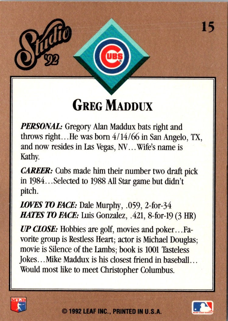 1992 Studio Greg Maddux