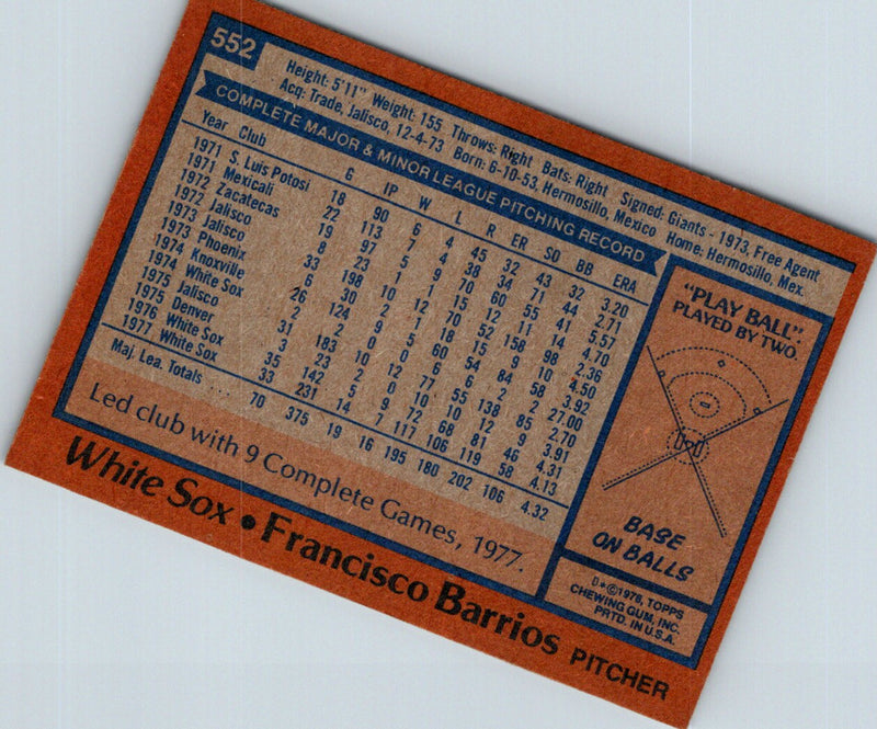 1978 Topps Francisco Barrios