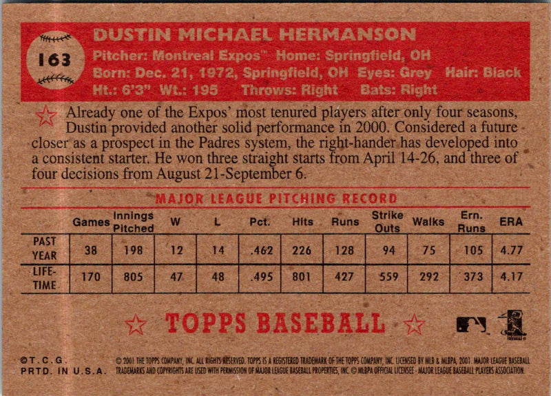 2001 Topps Heritage Dustin Hermanson