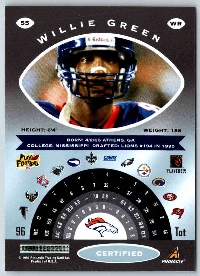 1997 Pinnacle Certified NFL Willie Green