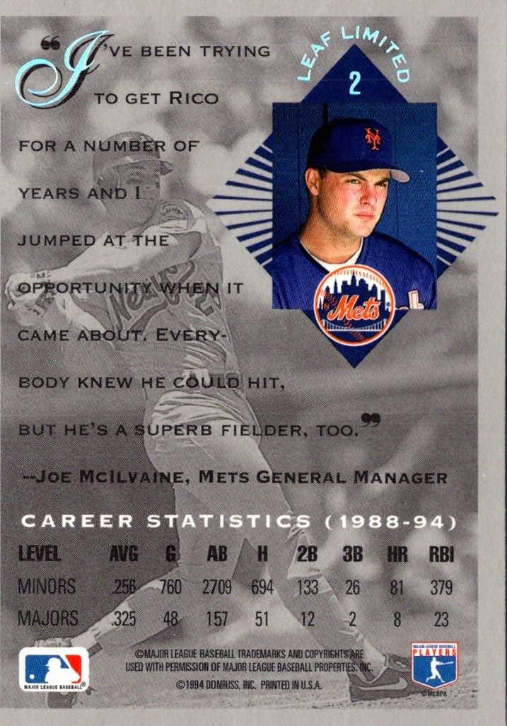 1994 Leaf Limited Rico Brogna