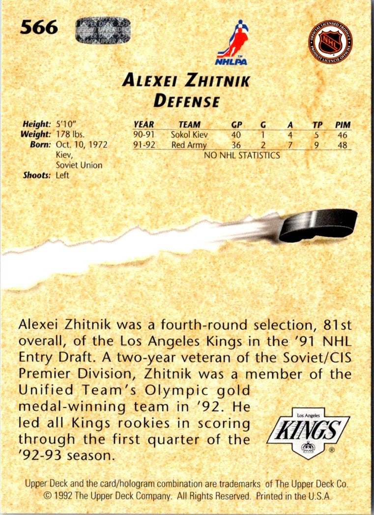 1992 Upper Deck Alexei Zhitnik