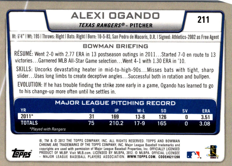 2012 Bowman Chrome Alexi Ogando