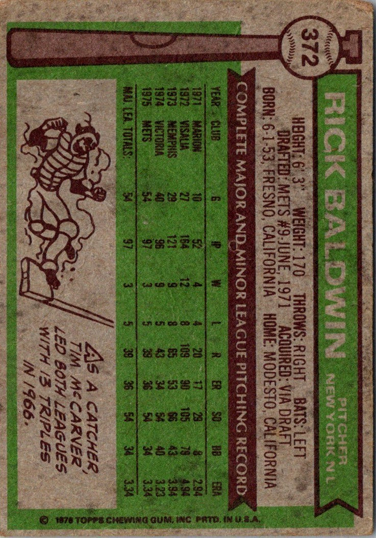 1976 Topps Rick Baldwin