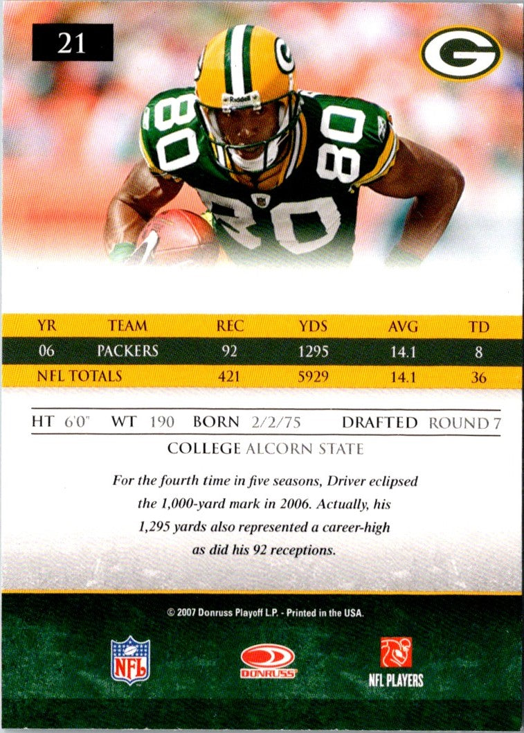 2007 Donruss Gridiron Gear Donald Driver