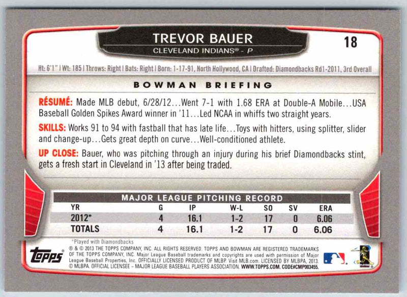 2013 Bowman Trevor Bauer