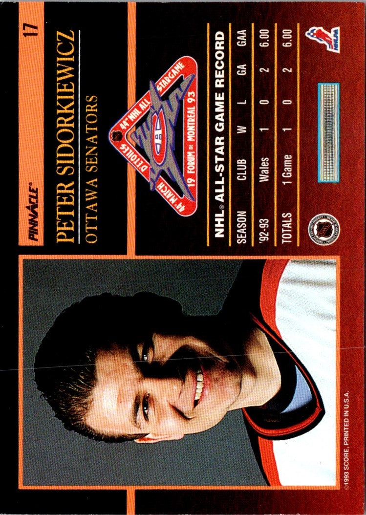 1993 Score Pinnacle All-Stars Peter Sidorkiewicz