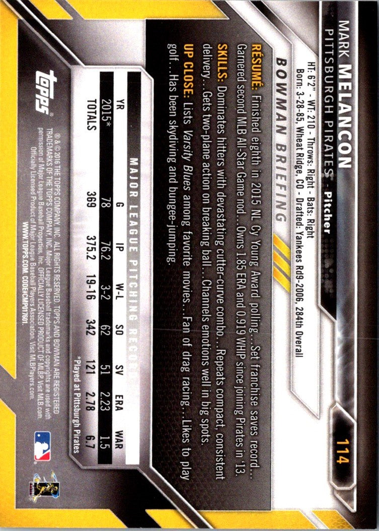 2016 Bowman Mark Melancon