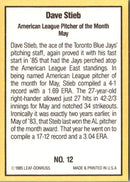 1985 Donruss Highlights Dave Stieb