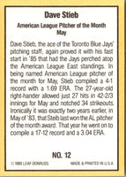 1985 Donruss Highlights Dave Stieb #12