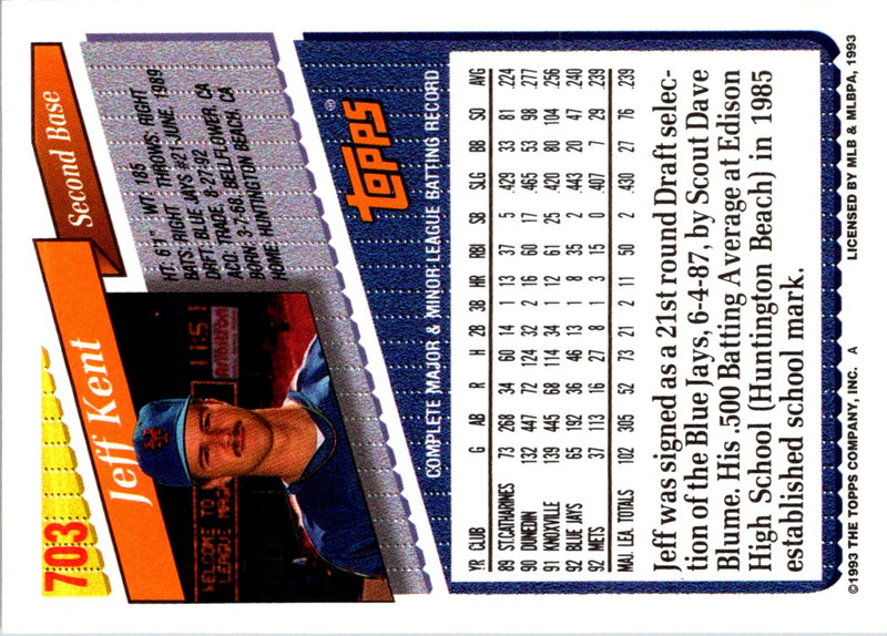 1993 Topps Jeff Kent