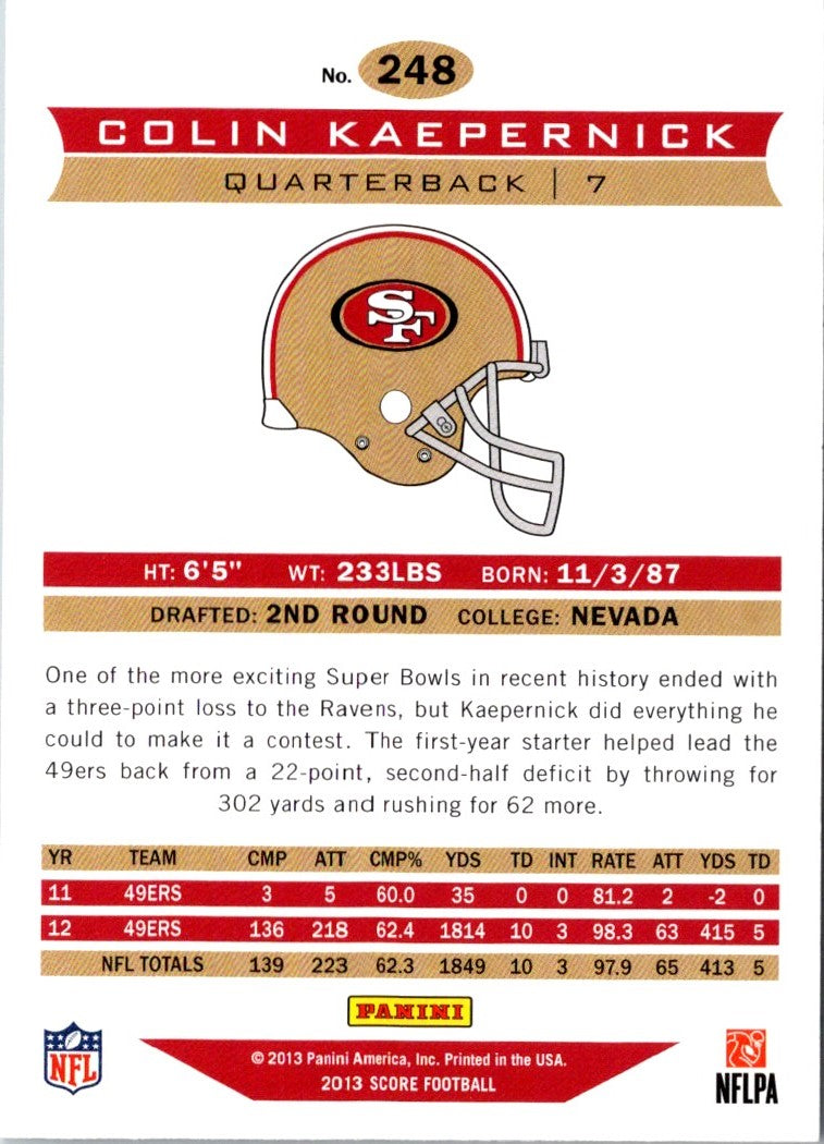 2013 Score Colin Kaepernick