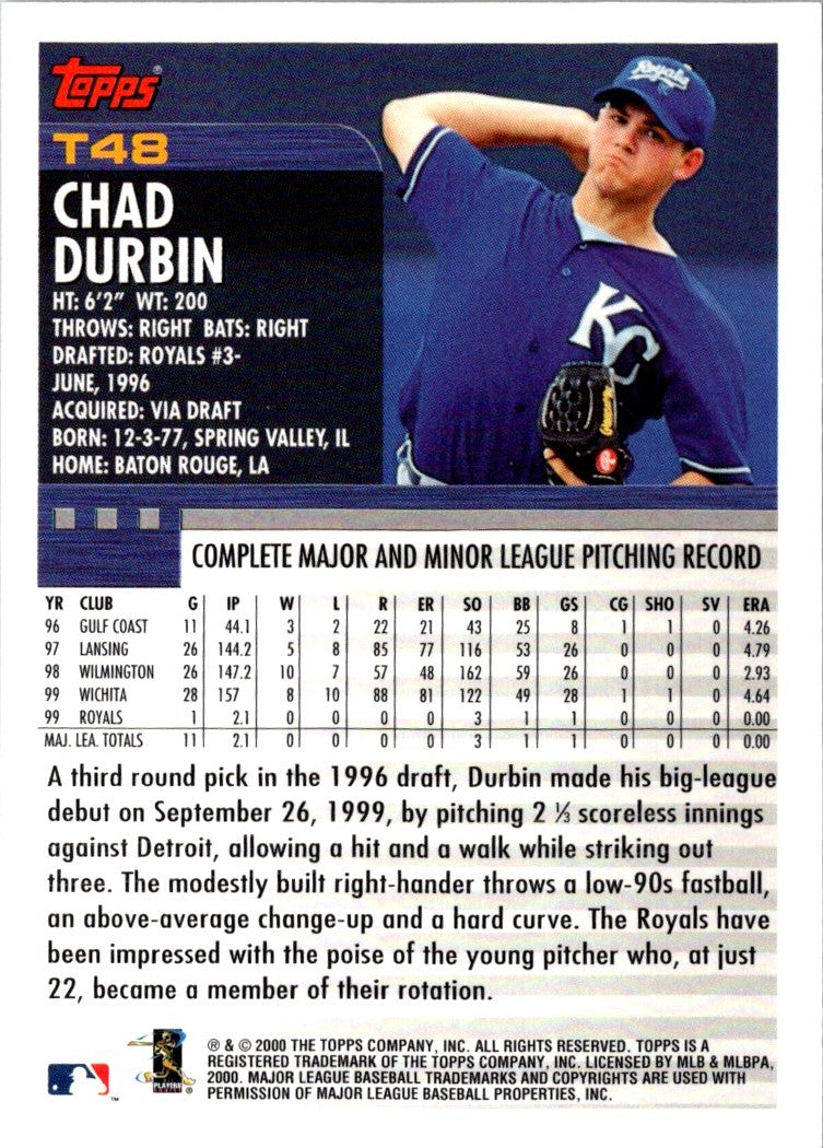 2000 Topps Traded & Rookies Chad Durbin